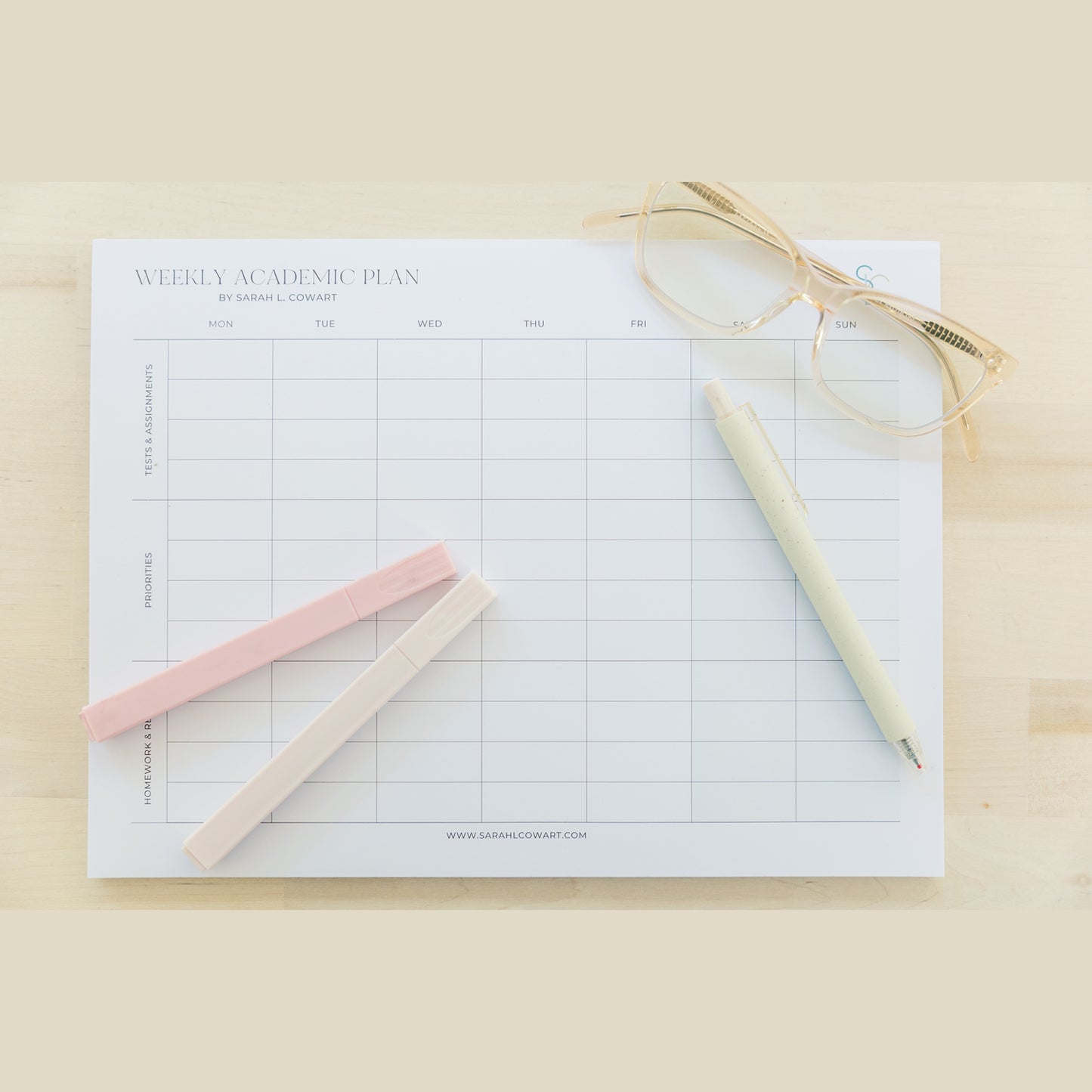 Weekly Academic Plan Notepad