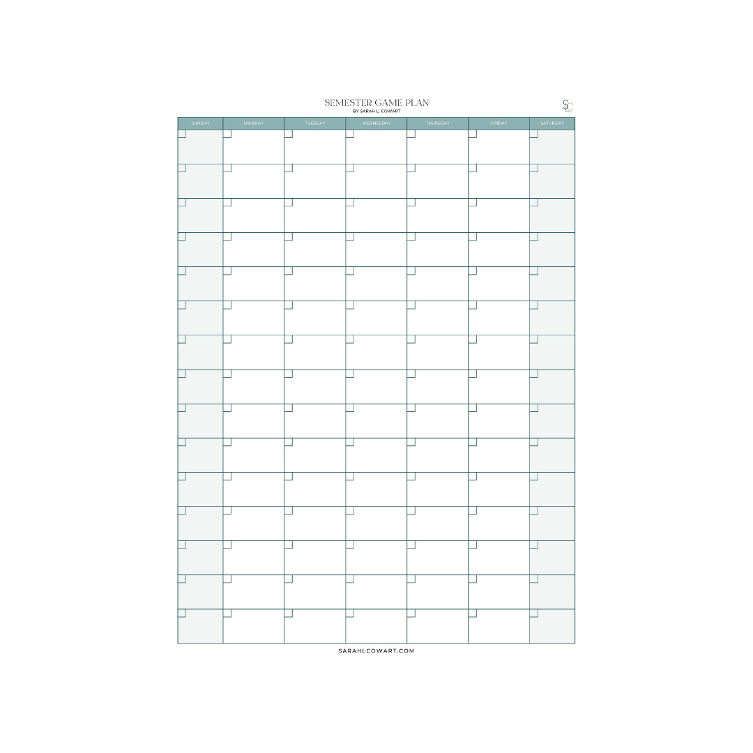 Printable Semester Game Plan