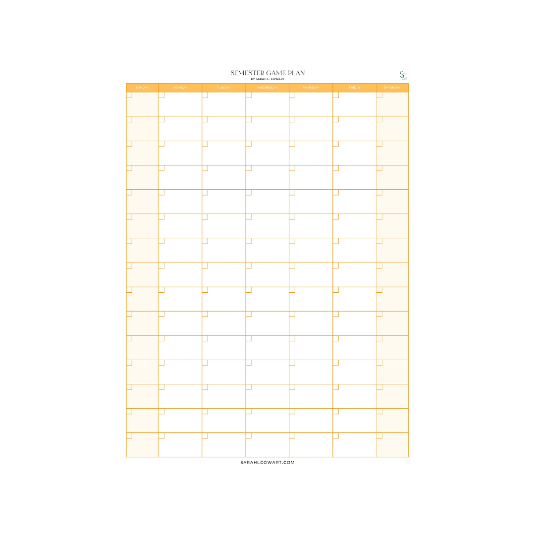 Printable Semester Game Plan